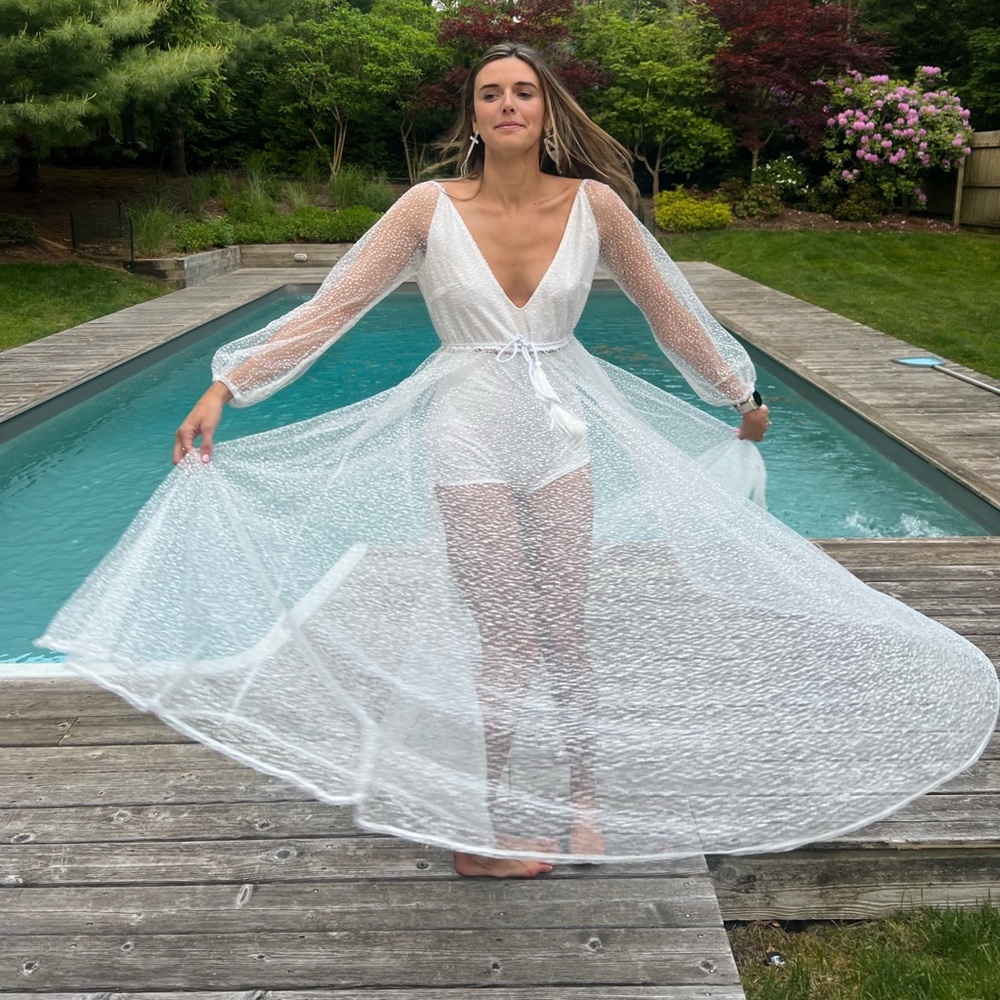 Shop Jaus Lucky Star Glitter Gown Small White dress with white bloomers